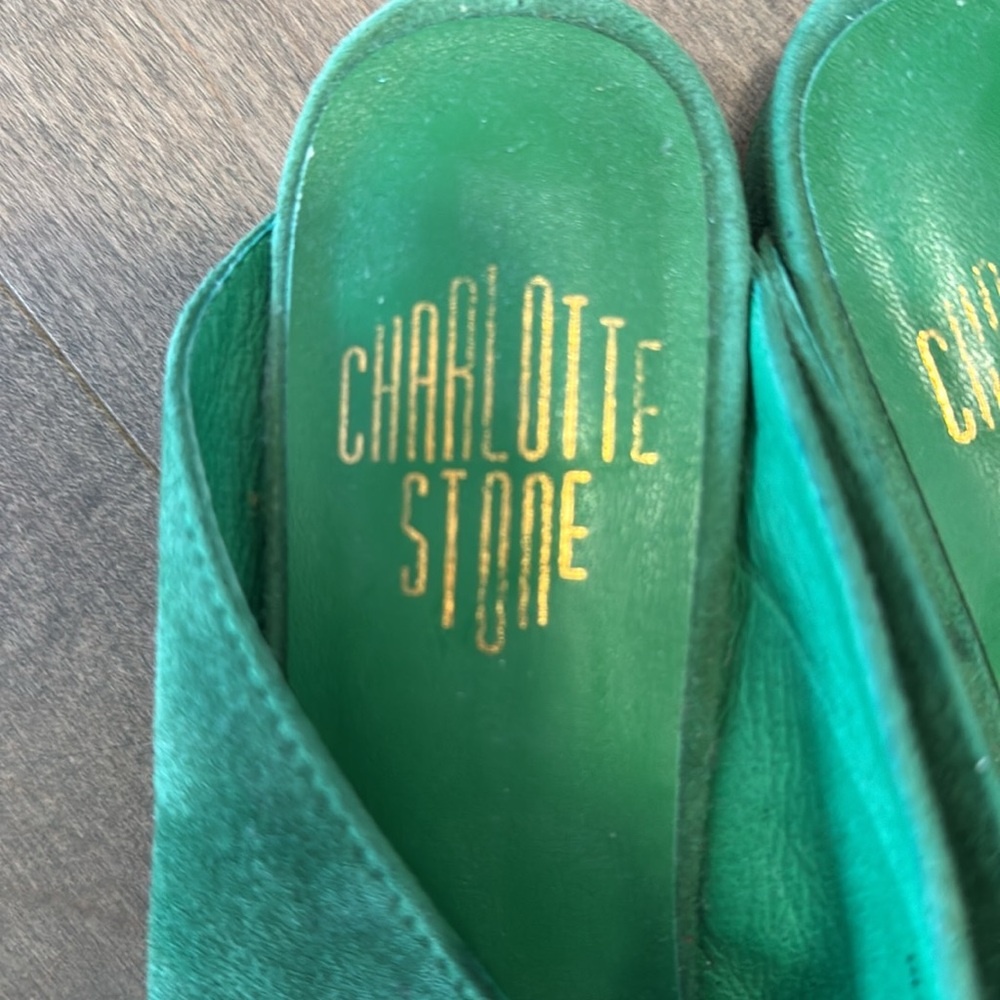 Charlotte Stone Green Suede Slip-On Mules - Picture 2 of 4